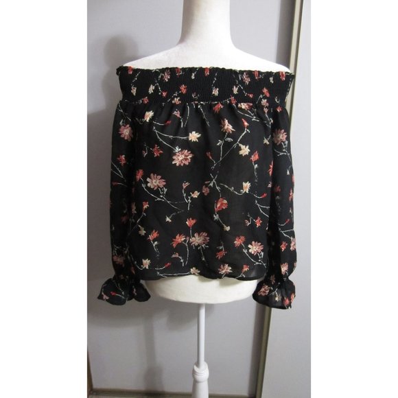 Sadie Robertson Wild Blue Floral XS Smock Top - Picture 1 of 4